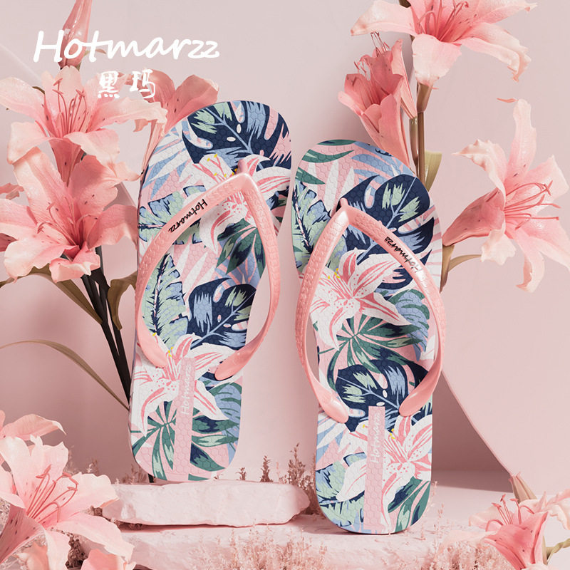 Hotmarzz Heima Women's Flower Flip-Flops Non-Slip Casual Small Fresh Slippers Seaside Beach Shoes Flip-Flops