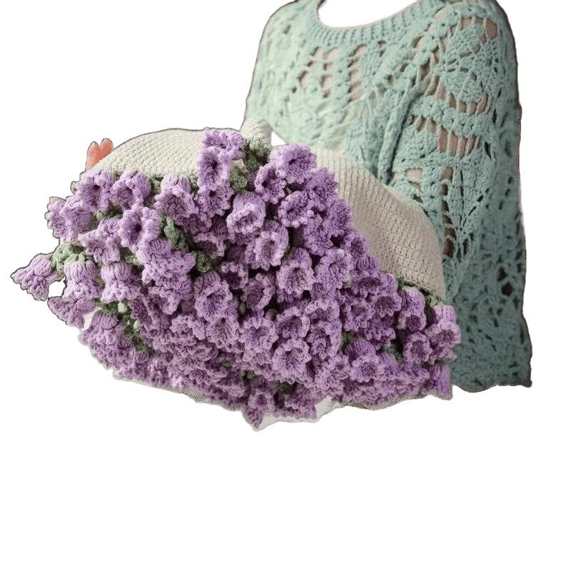 Handmade Rose Lily of the Valley Bouquet Blanket Material Package Gradient Color Creative Gift for Girlfriend and Best Friend