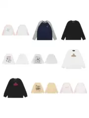 25Ss Trendy Brand Correct Version Vivi Queen Mother Hand-Painted Embroider Cartoon Print Long-Sleeved Classic Versatile Raglan Sleeve t