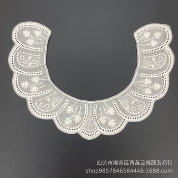 In stock wholesale hollow perforated embroidery collar flower New Pattern round neck clothing accessories cotton lace children's clothing collar