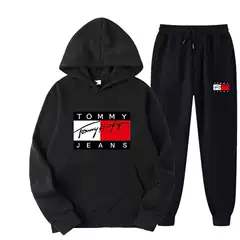 2023 new spring sweater hoodie suit men's loose fleece-lined solid color European and American cross-border foreign trade Women's LOGO