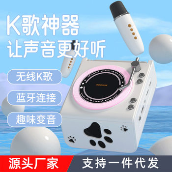 Factory Direct Sales Karaoke Bluetooth Speaker Cd Player Creative Retro Radio Mini Small Audio Microphone Gift