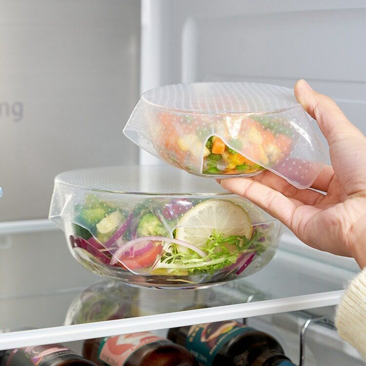 Japanese Kitchen Transparent Silicone Preservative Film Food Grade Retractable Cover Bowl Sealed Cover Refrigerator Microwave Heating Preservative Film