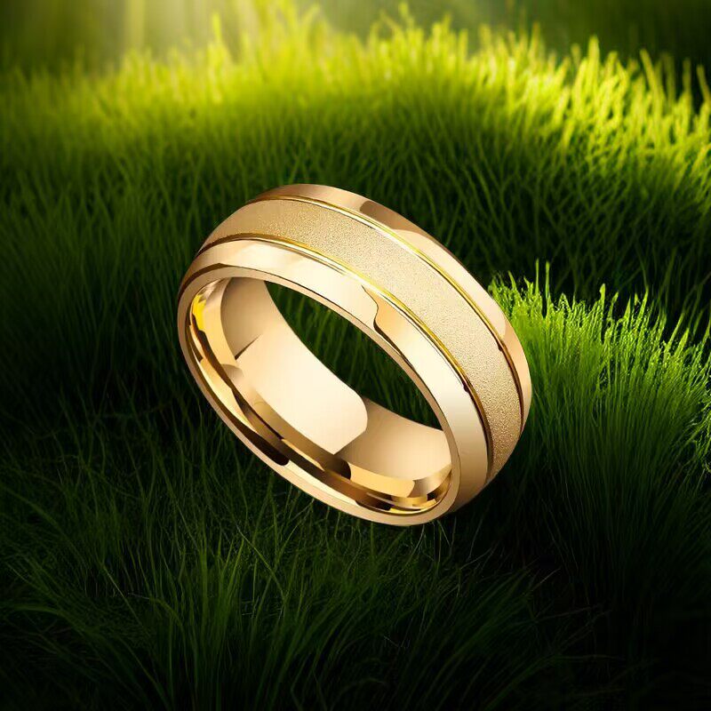 E-Commerce Popular Titanium Steel Frosted Ring for Men, European and American Fashion Design, Starry Sky, 18K Gold Non-Fading Couple Ring