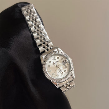 Live Streaming Wholesale Round Diamond Watch for Women with Calendar Steel Strap Retro Style Simple Temperament Women's Quartz Watch