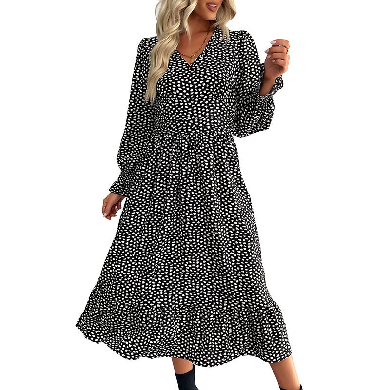 Long Sleeve Floral Dress Womens Fashion Autumn Style Elegant Design Wholesale Available custom packaging