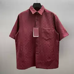 Wholesale micro-business casual classic double G jacquard men's lapel short sleeve shirt top men shirt
