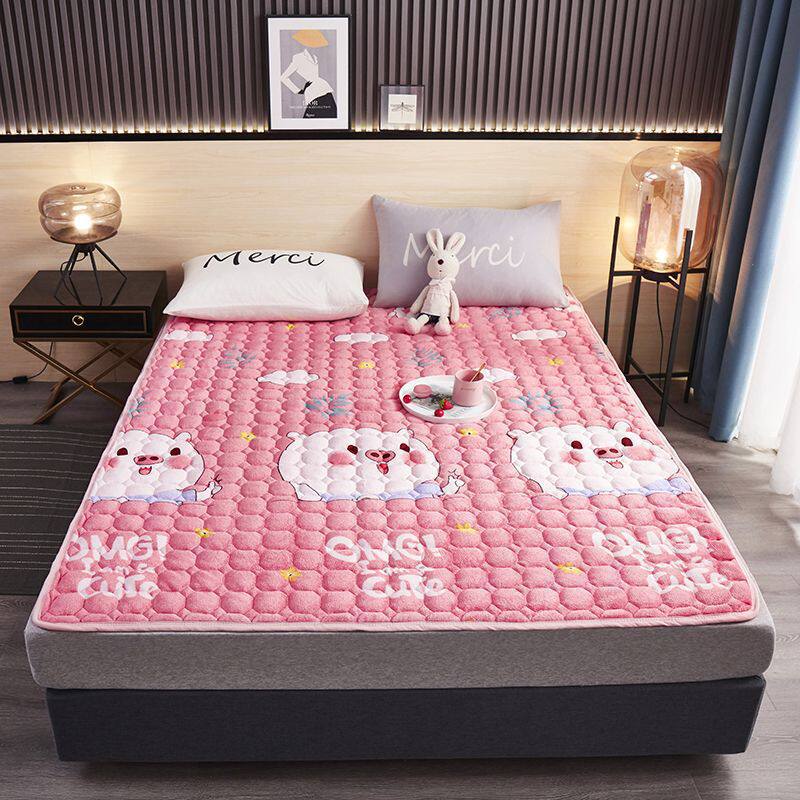 Milk Coral Flannel Mattress Mattress Soft Cushion Home Student Dormitory Single Quilt Winter Thickeneded Bed Blanket