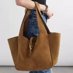 In-Stock Y Brand Autumn New Hobo Suede Genuine Leather Underarm Tote Bag Single Shoulder Fashion Light Luxury Retro Women's Foreign Trade