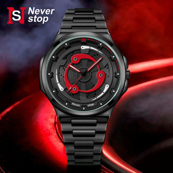 Ns Brand Cross-Border Popular Men's Steel Band Watch, Sporty Style with Rotatable Dial, Trendy Quartz Watch, Factory Ready Stock