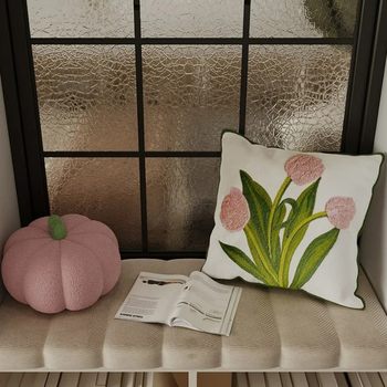 Modern Ins Style Embroidered Tulip Cute Pillow Case Cushion Sofa Living Room Bay Window Decorative Cushion Pillow Case