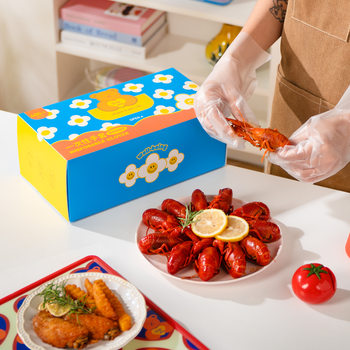 Rainbow Flower Disposable Gloves Food Grade Pe Kitchen Special Thickeneded Durable Wear-Resistant Boxed Removable Type