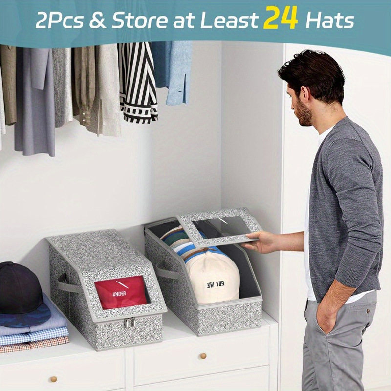 Hat Storage Box Dustproof Storage Box Zipper Box Hat Large Capacity Stackable Baseball Cap Storage Box