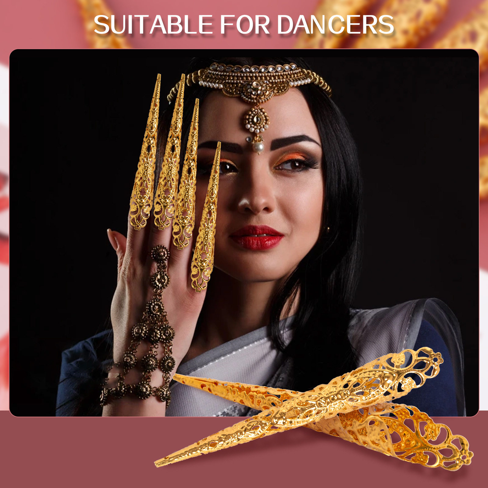 Dance Court Bracelet India Belly Dance Manicure Nail Set 10 Harem Empress Thousand Hands Guanyin False Nails