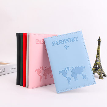 2024 Plain PU New Style ID Bag Embossed Map Passbook Holder Travel Card Holder Card Holder