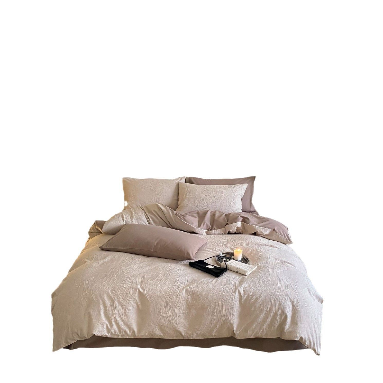 Class a 100% Cotton Brushed Four-Piece Set for Autumn and Winter, Thickened Long-Staple Cotton Duvet Cover, High-Grade Pure Cotton Bedding Set