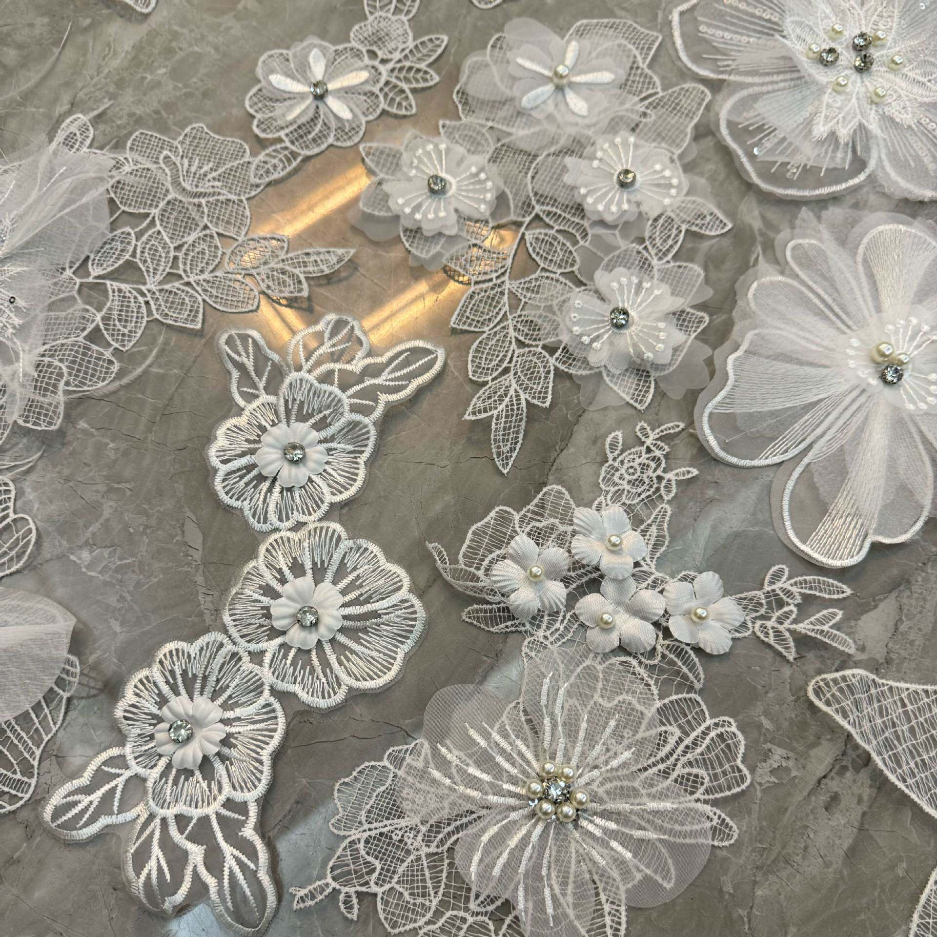 Three-Dimensional Heavy Lace Embroider Lace Fashion Patch Decorative Petal Dress Wedding Dress Accessories Accessories
