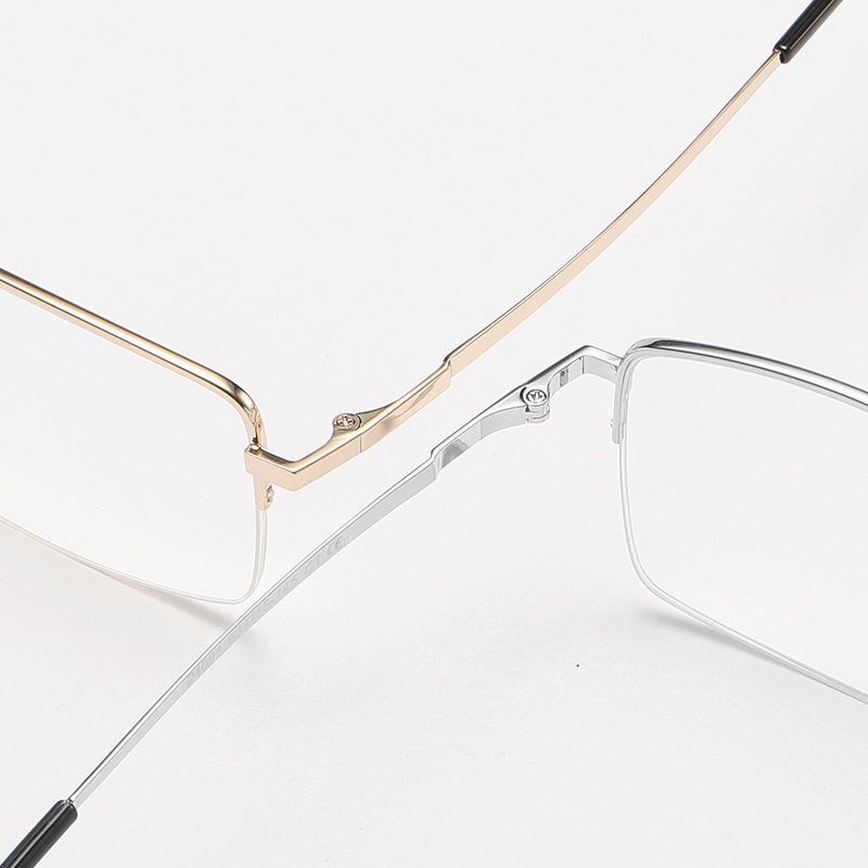 [24001]New Men's Elegant Half-Rim Glasses, Half-Titanium Prescription Eyeglass Frames, Business Casual Style, Trendy Men's Frames