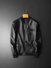 European Station 2025 Autumn New Men's Baseball Collar Leather Tops Trendy High Quality Casual Tops Top Trendy