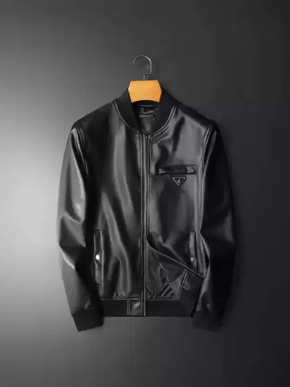 European Station 2025 Autumn New Men's Baseball Collar Leather Tops Trendy High Quality Casual Tops Top Trendy
