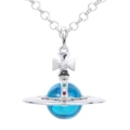 Large three-dimensional 20mm bead necklace-lake blue