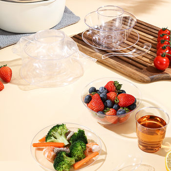 Wow, Disposable Tableware Set, Bowls, Plates, Chopsticks, Spoons, Cups, Thickened, High Temperature Resistant, Food-Grade Plastic Bowls, Wholesale