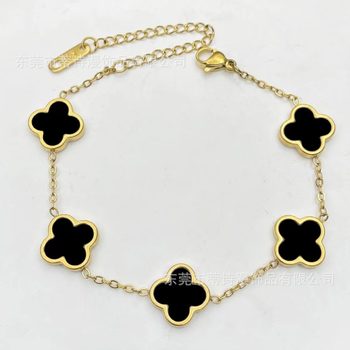 Explosions smooth four-leaf clover bracelet titanium steel 18K gold double-sided fritillary bracelet bracelet jewelry manufacturers wholesale