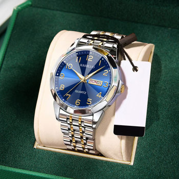New Men's Watch Luxury Multifunctional Dual Calendar Steel Band Quartz Watch Foreign Trade High-End Luminous Men's Watch Hot Model