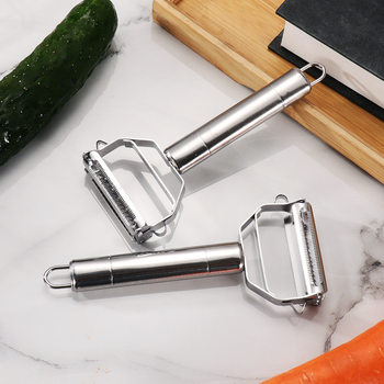 Stainless Steel Double-head Peeler Grater Multifunctional Peeler 2-in -1 Household Fruit Melon Planer Gadget