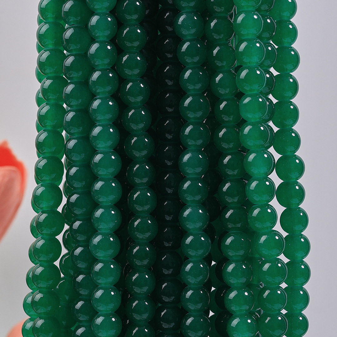 玻璃仿玉圆珠纯色散珠手工diy玉髓手链项链散珠子琉璃珠饰品配件