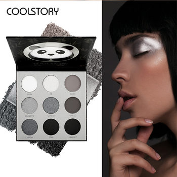 Cross-Border Panda Eye Shadow Beads Matte Silver Cement Gray European and American Dark 9 Colors Smoky Eye Shadow Palette Waterproof Sweat Makeup