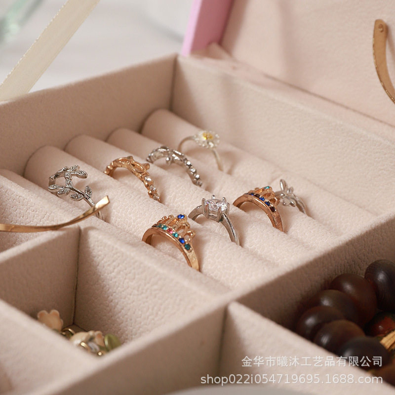 Large-Capacity Single-Layer Jewelry Storage Box with Lock Internet Celebrity Amazon Best-Selling Earrings Ring Necklace Jewelry Box