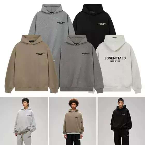 ESSENTIALS x FOG Men's Minimalist Letter Graphic Oversized Zip-Up Hoodie with Fleece Lining for Fall Winter