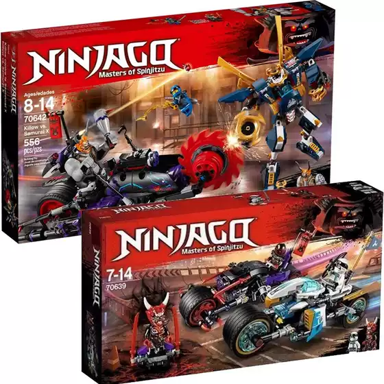 Ninjago 70642 Samurai X Vs. Sawtooth Building Blocks Giant Wheel Motorcycle Toy Chase Battle 70639