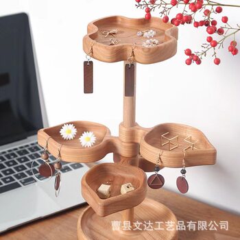 Home Petal Storage Rack Jewelry Storage Retro Ornaments Living Room Desktop Storage Rack Wooden Storage Rack