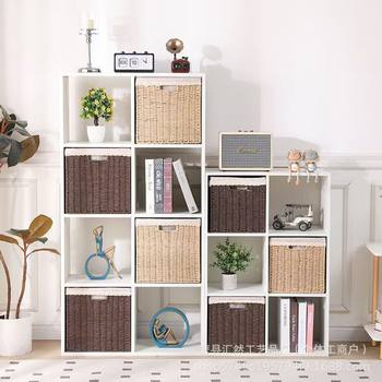 Cross-Border Hand-Woven Storage Basket, Foldable for Student Dormitories, Household Use in the Living Room, for Storing Miscellaneous Items, Clothes, Toys, Snacks, Handmade Straw Weaving