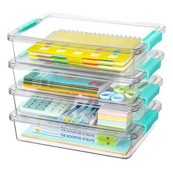 Transparent Stackable Storage Box with Lid Dust-Proof Plastic Storage Box Lego Toys Children's Building Block Sorting Box