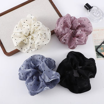 French Wave Dot Colon Hair Ring Women's Pearlescent Yarn Fashion Elegant Hair Accessories Gradient Ball Hair Rope Advanced Hair Accessories