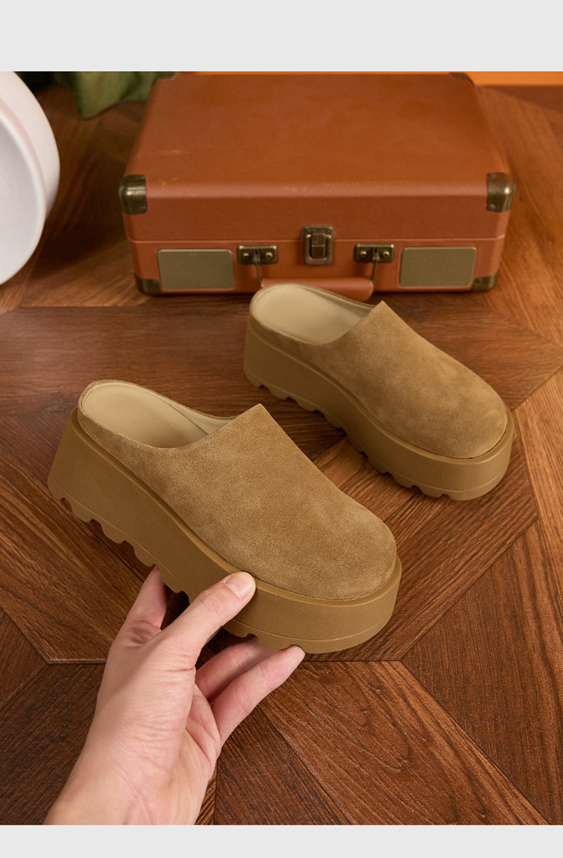 Dép sandal nữ quai chữ V đế dày phong cách Birkenstock — Lạc đà, Ka ki chi tiết 13