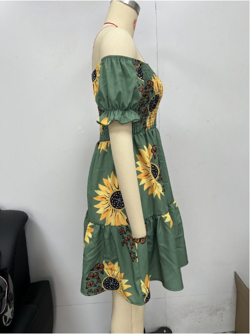 Women's Printed Short-Sleeve Ruched Dresses