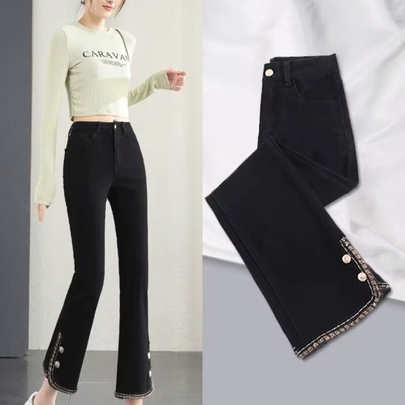 High Waisted Flared Jeans for Women Slim Fit Versatile Korean Style Spring and Autumn Fashion Wholesale Available