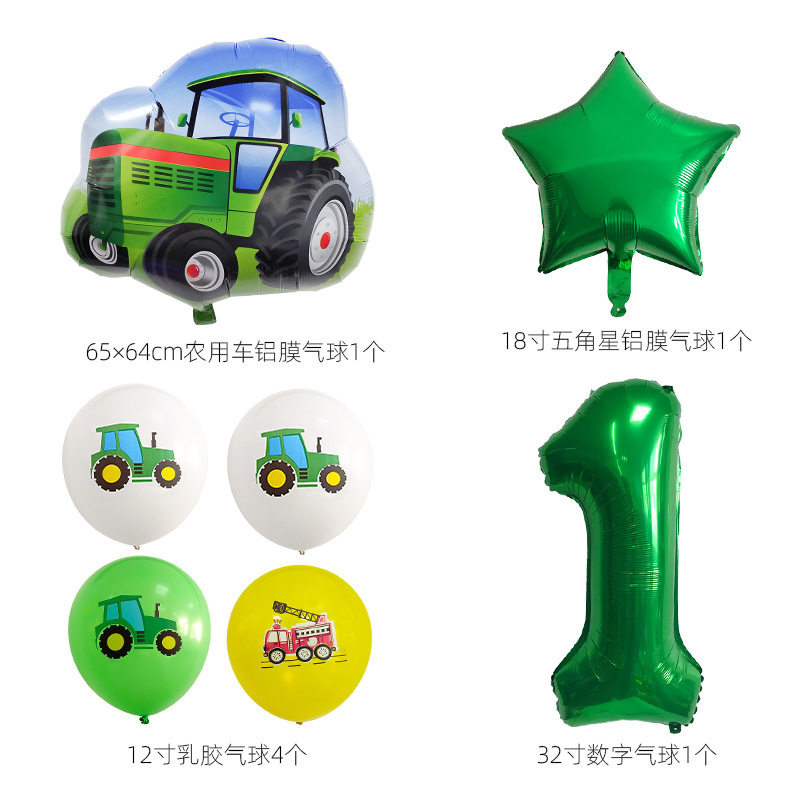 Car Birthday Party Digital Aluminum Film Balloon Transportation Tractor Agricultural Machine Styling Decorative Supplies