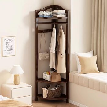 Multi-functional corner hanger Japanese coat rack bedroom corner hanger thick bamboo Simple drying rack wholesale
