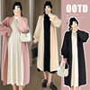 2024 maternity winter temperament cardigan pinch sleeve long thick sweater coat turtleneck sweater dress