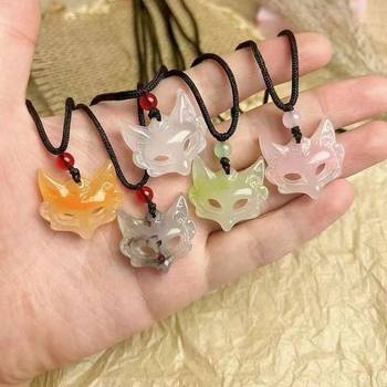 New Fox Mask Necklace Chinese Style Aesthetic Pendant Guardian Fox Necklace for Men and Women Woven Couple Best Friend Gift