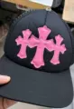 Three pink leather black hat