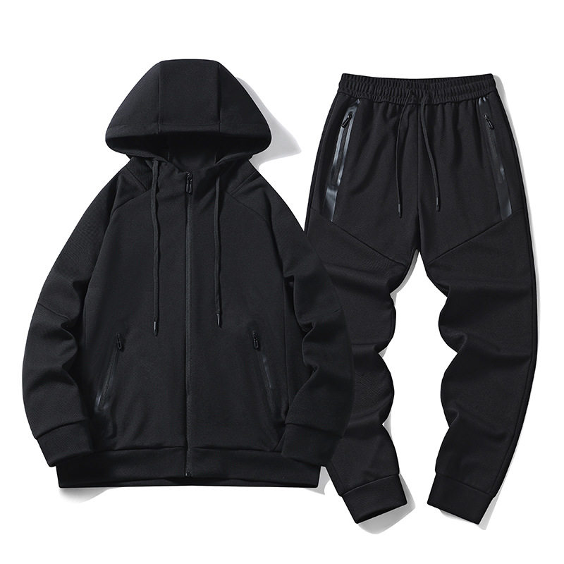 Bộ Quần Áo Thể Thao Nam Mùa Thu Đông Áo Khoác Hoodie Quần Dài Phong Cách Thể Thao Màu Nâu, Đen, Xám
