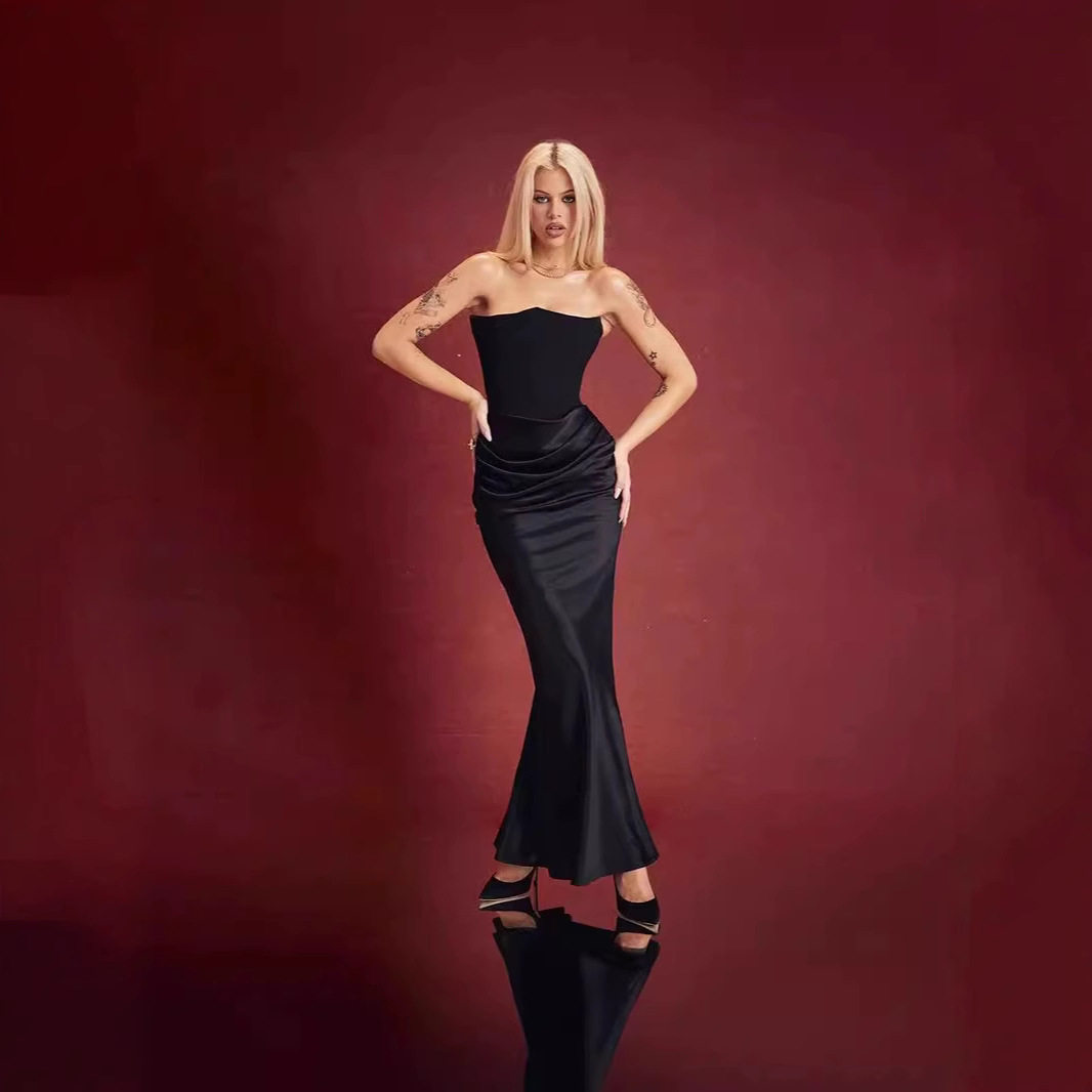 Elegant Backless Bodycon Evening Dress Strapless Fashionable Autumn Winter Style Perfect for Parties and Special