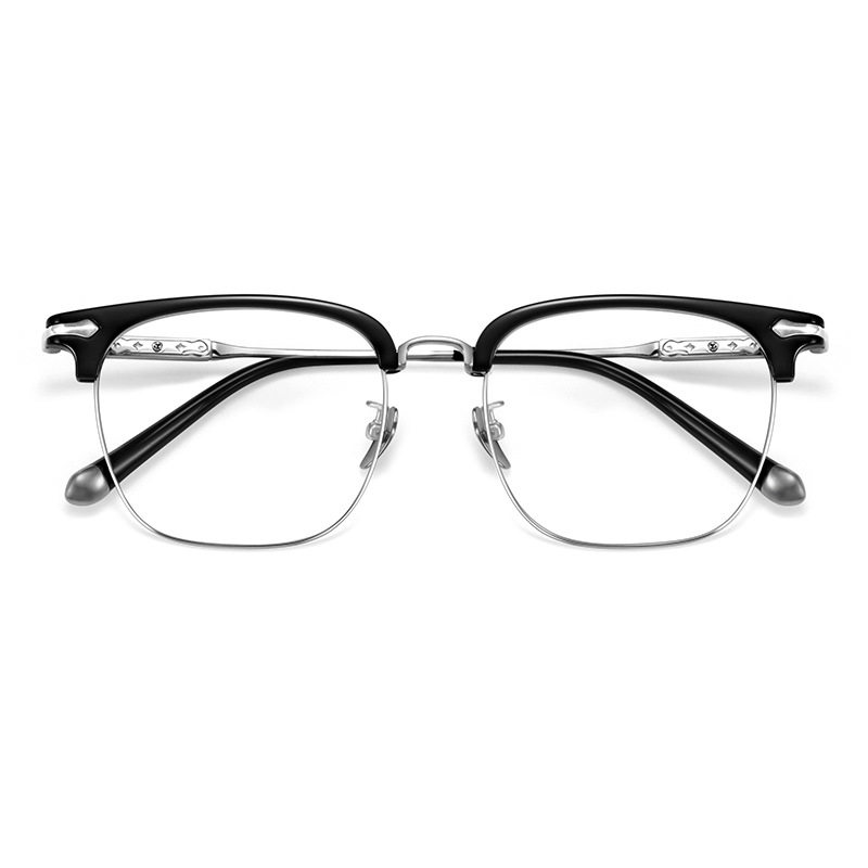Business pure titanium glasses frame anti blue light 122214 half frame eyebrow glasses men Danyang myopia glasses frame wholesale