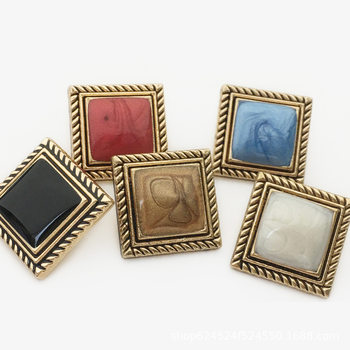 Cash Square Button Metallic Gold Square All-Match Decorative Front Button Jacket Sweater Fashion Accessories